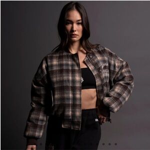 Darc Sport Plaid Bomber Jacket - Brown and Black
